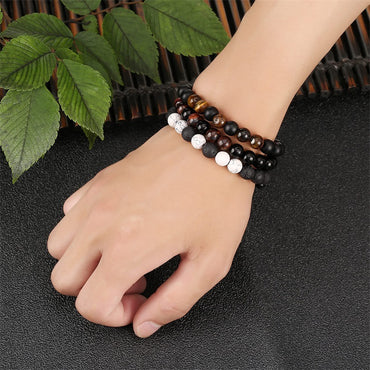 Classic Style Round Natural Stone Beaded Bracelets