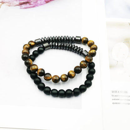 Classic Style Round Natural Stone Tiger Eye Beaded Bracelets