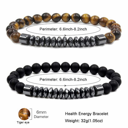 Classic Style Round Natural Stone Tiger Eye Beaded Bracelets