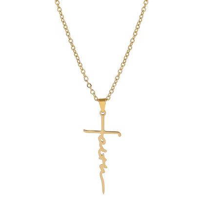 Hip-hop Cross Stainless Steel Plating 18k Gold Plated Pendant Necklace