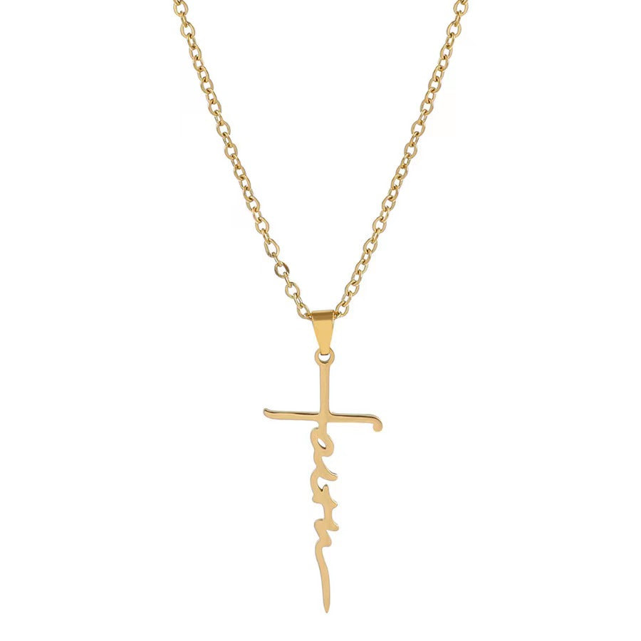 Hip-hop Cross Stainless Steel Plating 18k Gold Plated Pendant Necklace