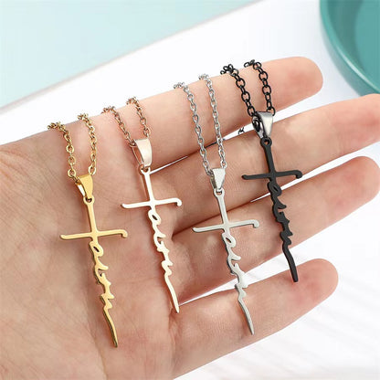 Hip-hop Cross Stainless Steel Plating 18k Gold Plated Pendant Necklace