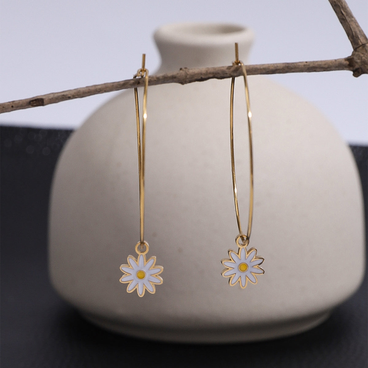 1 Pair Casual Moon Butterfly Plating Stainless Steel Gold Plated Drop Earrings