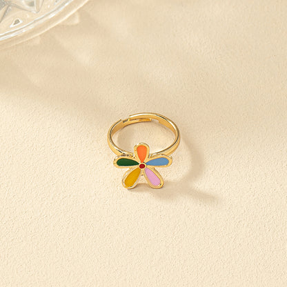 Retro Simple Style Flower Gold Plated Alloy Wholesale Rings