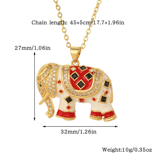 Classic Style Elephant Copper Plating Gold Plated Pendant Necklace