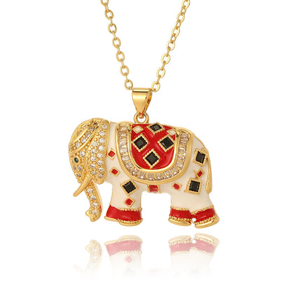 Classic Style Elephant Copper Plating Gold Plated Pendant Necklace