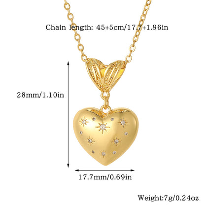 Elegant Streetwear Bear Heart Shape Elephant Copper Plating Inlay Zircon Pendant Necklace