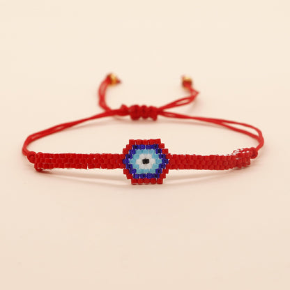Bohemian Devil's Eye Seed Bead Rope Knitting Women's Drawstring Bracelets
