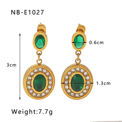 1 Pair Classical Vacation Simple Style Square Heart Shape Plating Inlay Stainless Steel Zircon 18k Gold Plated Drop Earrings