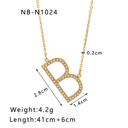 Hip-hop Simple Style Letter Stainless Steel Plating Inlay Zircon 18k Gold Plated Pendant Necklace