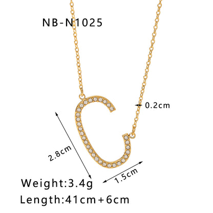 Hip-hop Simple Style Letter Stainless Steel Plating Inlay Zircon 18k Gold Plated Pendant Necklace