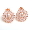 Small 26 Letter Sweet Female Zircon Electroplated Copper Earrings