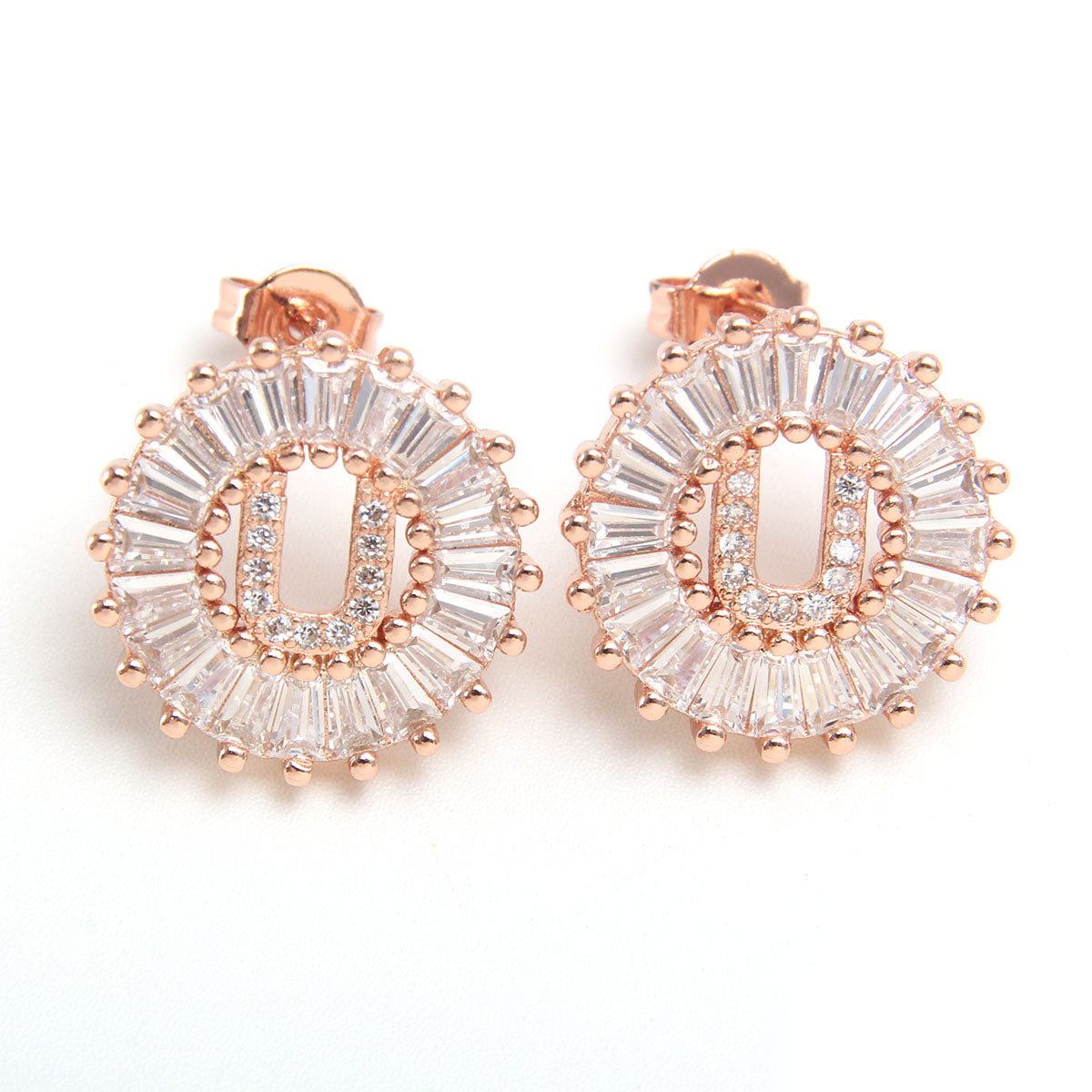 Fashion Letter Copper Inlay Zircon Ear Studs 1 Pair