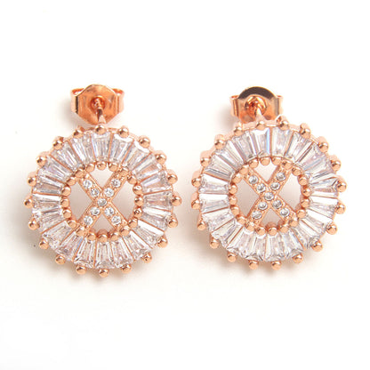 Fashion Letter Copper Inlay Zircon Ear Studs 1 Pair