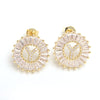 Small 26 Letter Sweet Female Zircon Electroplated Copper Earrings