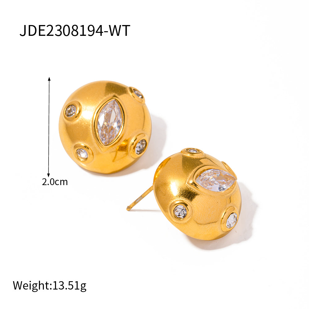 1 Pair Simple Style Classic Style Solid Color Plating 316 Stainless Steel  18K Gold Plated Ear Studs