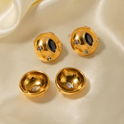 1 Pair Simple Style Classic Style Solid Color Plating 316 Stainless Steel  18K Gold Plated Ear Studs