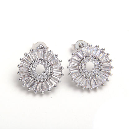 Fashion Letter Copper Inlay Zircon Ear Studs 1 Pair