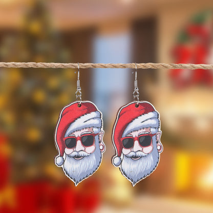 1 Pair Christmas Streetwear Santa Claus Snowflake Elk Arylic Wood Drop Earrings Earrings Ear Studs