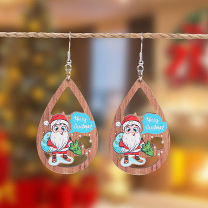 1 Pair Christmas Streetwear Santa Claus Snowflake Elk Arylic Wood Drop Earrings Earrings Ear Studs