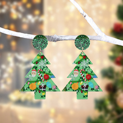 1 Pair Christmas Streetwear Santa Claus Snowflake Elk Arylic Wood Drop Earrings Earrings Ear Studs