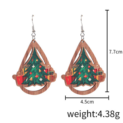 1 Pair Christmas Streetwear Santa Claus Snowflake Elk Arylic Wood Drop Earrings Earrings Ear Studs