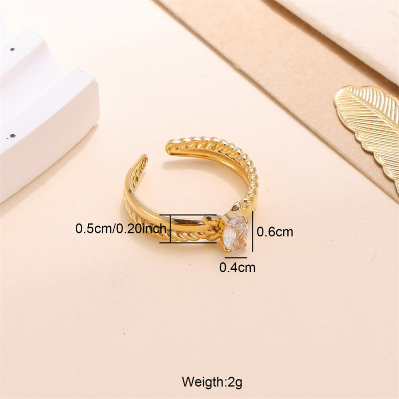 Simple Style Oval Stainless Steel Inlay Zircon Rings