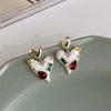 1 Pair Simple Style Heart Shape Inlay Copper Zircon Drop Earrings