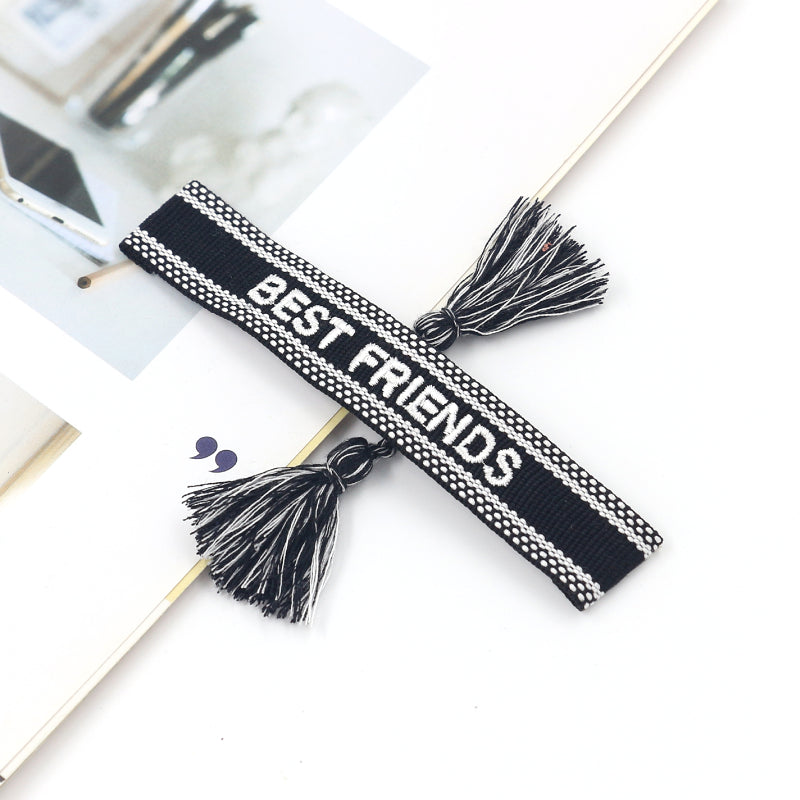 Ethnic Style Simple Style Letter Tassel Polyester Braid Women's Drawstring Bracelets
