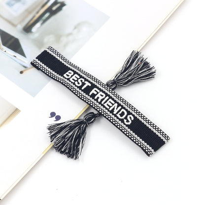 Ethnic Style Simple Style Letter Tassel Polyester Braid Women's Drawstring Bracelets