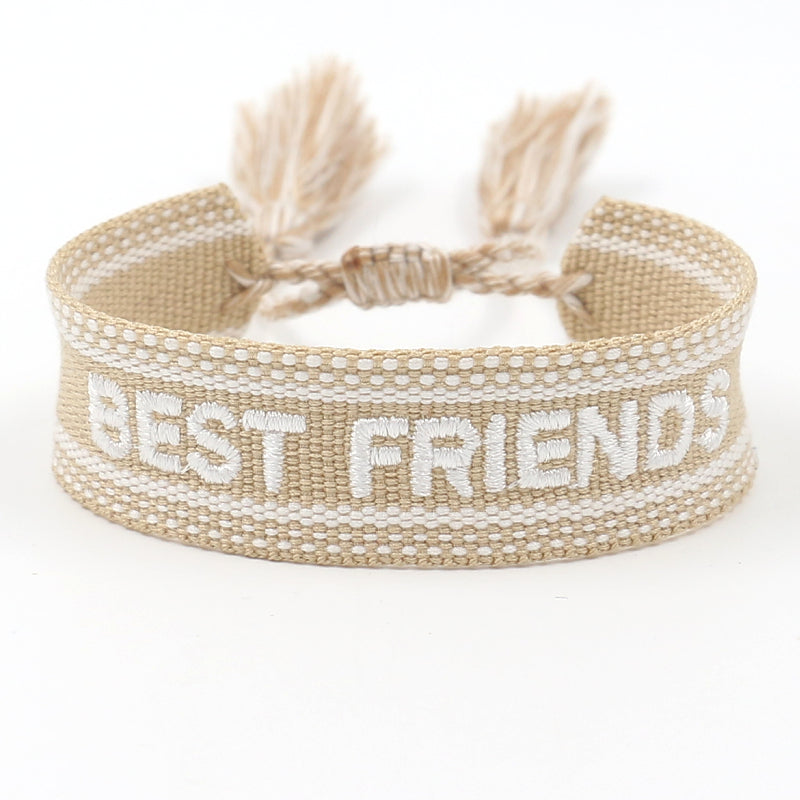 Ethnic Style Simple Style Letter Tassel Polyester Braid Women's Drawstring Bracelets