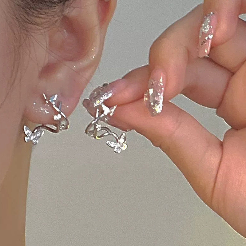 1 Pair Fairy Style Elegant Star Butterfly Bow Knot Plating Inlay Alloy Zircon Ear Studs