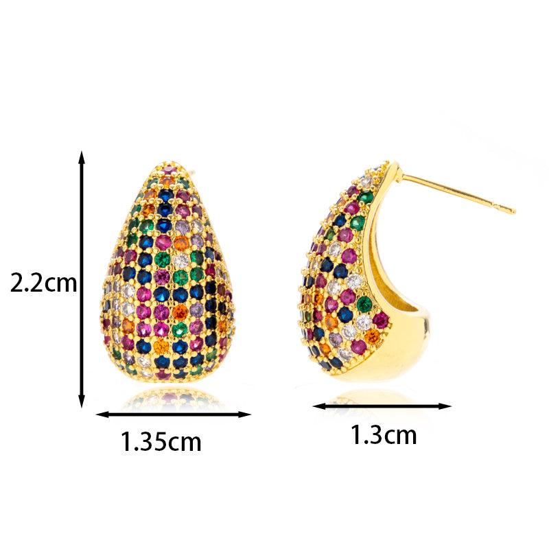 1 Pair Vintage Style French Style Simple Style Water Droplets Inlay Copper Zircon Ear Studs