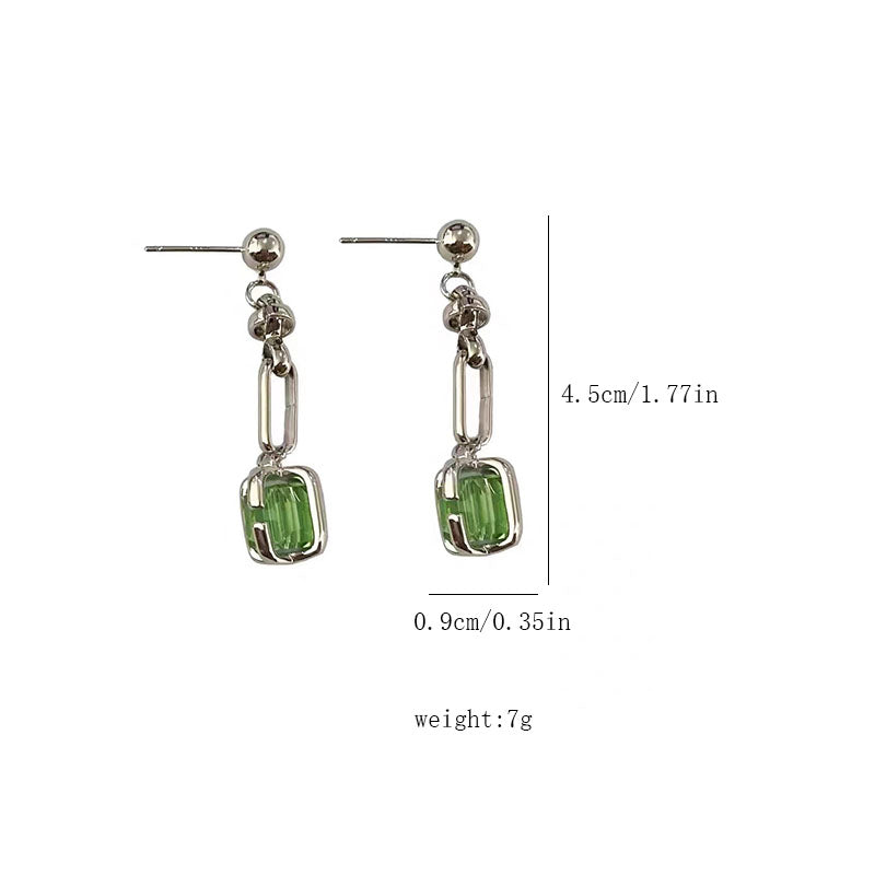 1 Pair Classical Basic Geometric Inlay Stainless Steel Zircon Drop Earrings
