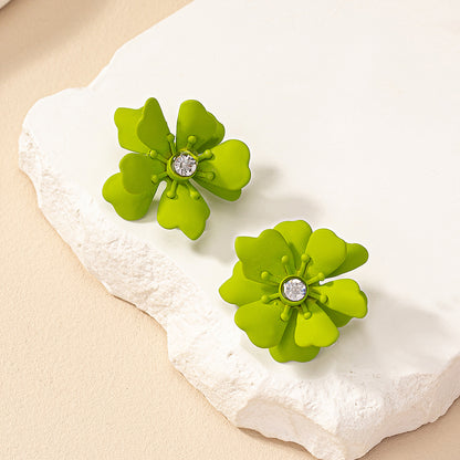 1 Pair Casual Romantic Sweet Flower Petal Floral Inlay Alloy Zircon Ear Studs