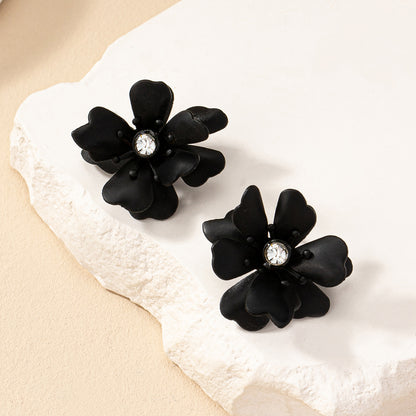 1 Pair Casual Romantic Sweet Flower Petal Floral Inlay Alloy Zircon Ear Studs