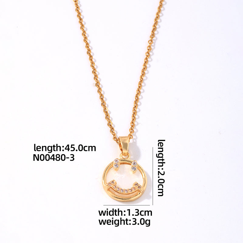 Ig Style Original Design Classic Style Heart Shape Smiley Face Bow Knot Copper Plating Inlay Zircon Rose Gold Plated White Gold Plated Gold Plated Pendant Necklace