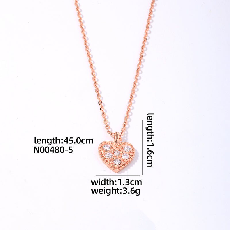 Ig Style Original Design Classic Style Heart Shape Smiley Face Bow Knot Copper Plating Inlay Zircon Rose Gold Plated White Gold Plated Gold Plated Pendant Necklace