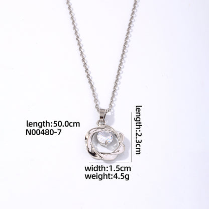 Ig Style Original Design Classic Style Heart Shape Smiley Face Bow Knot Copper Plating Inlay Zircon Rose Gold Plated White Gold Plated Gold Plated Pendant Necklace