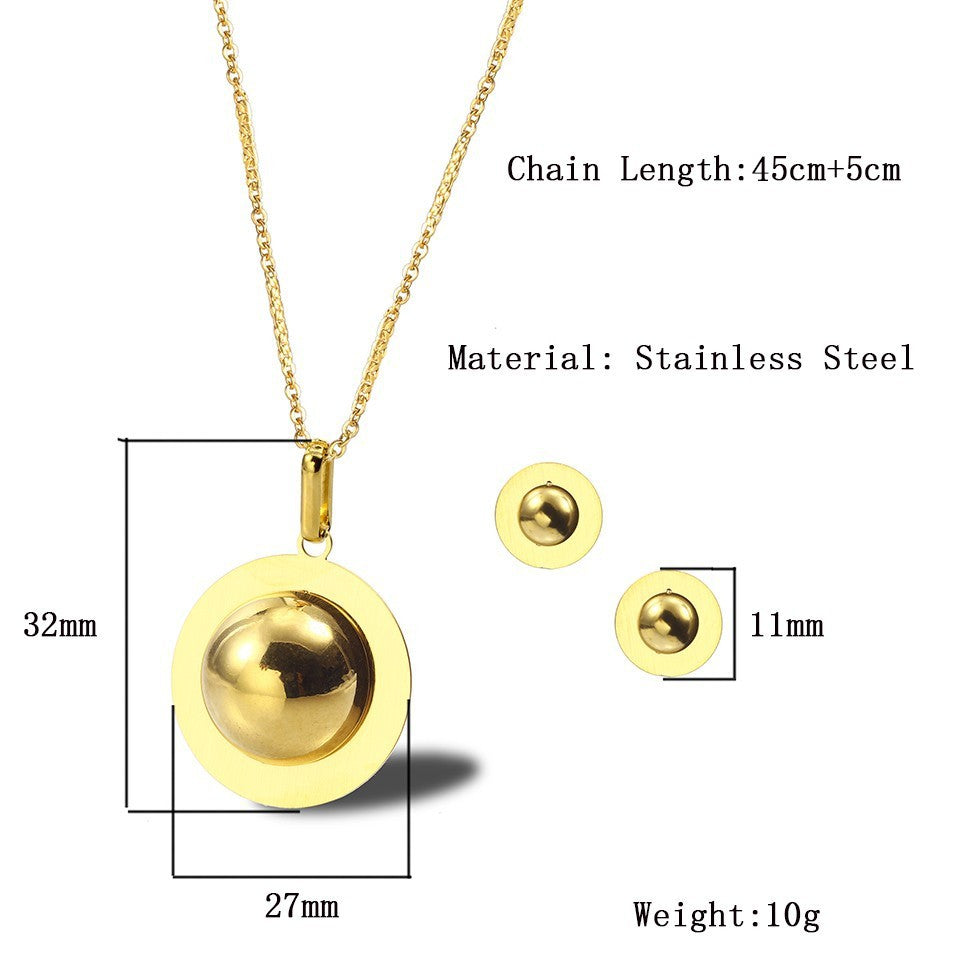 Wholesale Simple Style Commute Solid Color Titanium Steel Plating Gold Plated Earrings Necklace