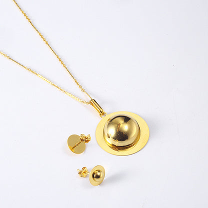 Wholesale Simple Style Commute Solid Color Titanium Steel Plating Gold Plated Earrings Necklace