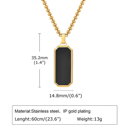 Simple Style Rectangle 304 Stainless Steel Epoxy Plating 18K Gold Plated Men'S Pendant Necklace