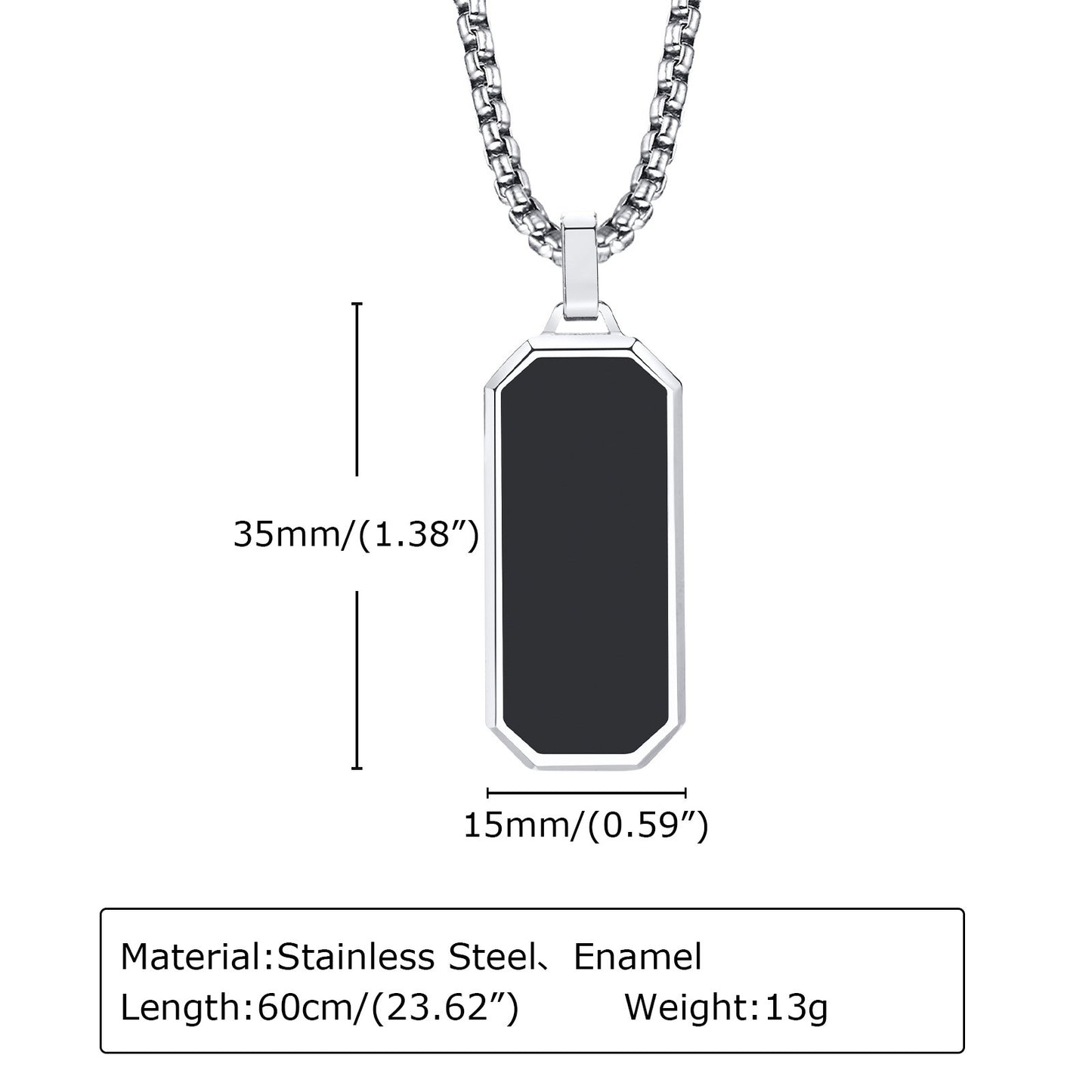 Simple Style Rectangle 304 Stainless Steel Epoxy Plating 18K Gold Plated Men'S Pendant Necklace