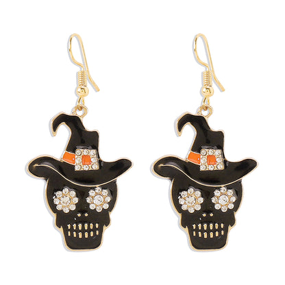 1 Pair Exaggerated Funny Modern Style Cat Skull Enamel Alloy Ear Hook