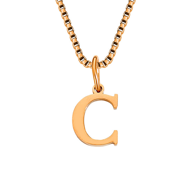 Vintage Style Letter Stainless Steel Plating Pendant Necklace