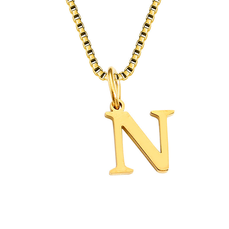 Vintage Style Letter Stainless Steel Plating Pendant Necklace