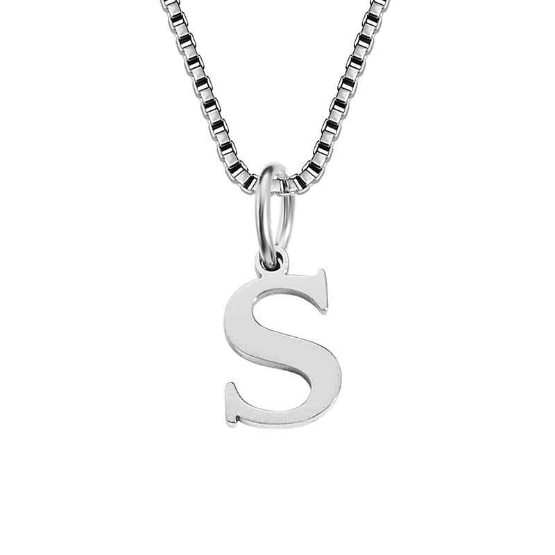 Vintage Style Letter Stainless Steel Plating Pendant Necklace