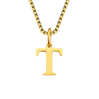 Vintage Style Letter Stainless Steel Plating Pendant Necklace