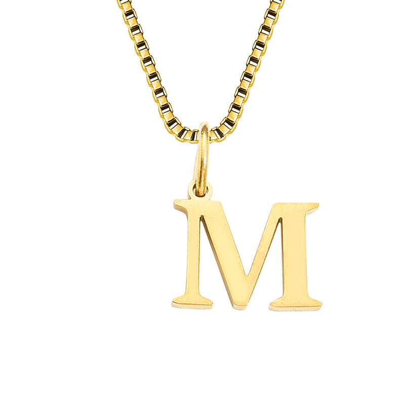 Vintage Style Letter Stainless Steel Plating Pendant Necklace