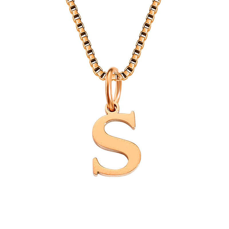 Vintage Style Letter Stainless Steel Plating Pendant Necklace